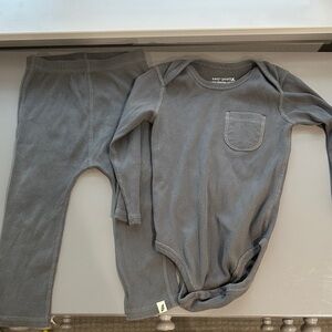 Easy Peasy Charcoal Gray Baby Waffle Knit Two-Piece Set